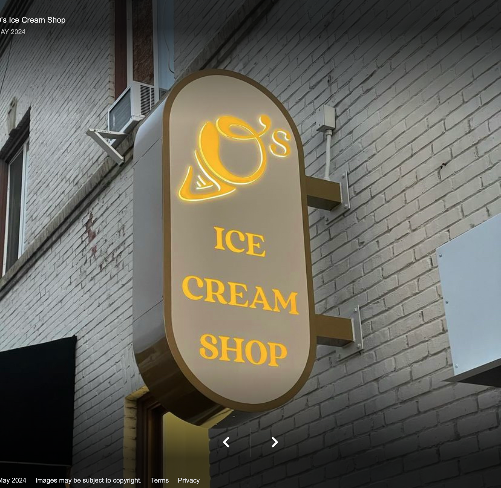 O's Ice Cream Shop storefront